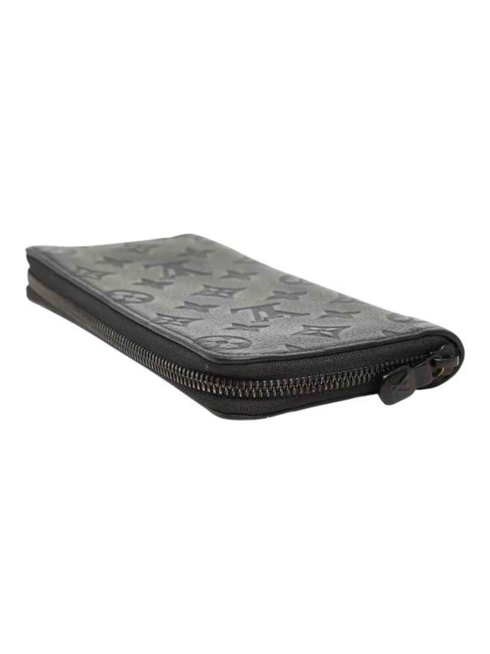 Louis Vuitton Monogram Shadow Zippy Wallet Vertical Zip Around Black Leather